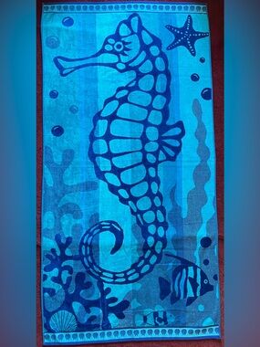 Blue Seahorse Beach Towel